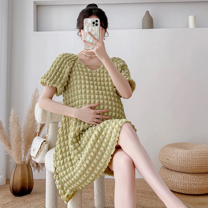 

Летнее платье для беременных элегантное приталенное платье трапециевидной формы с V-образным вырезом свободная одежда для беременных модное шикарное платье для беременных