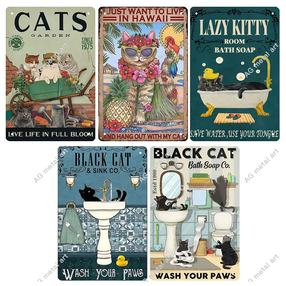 

Vintage Cat Retro Metal Plate Tin Sign Plaque Poster Wall Art Poster Plaque Protected Vintage Metal Tin Sign