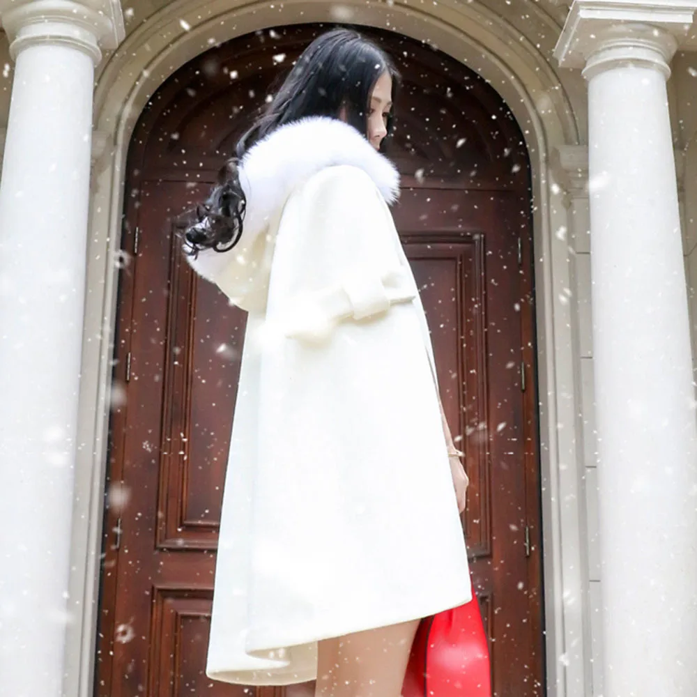 Новинка весна-зима Женская шерстяная накидка с капюшоном белого фиолетового