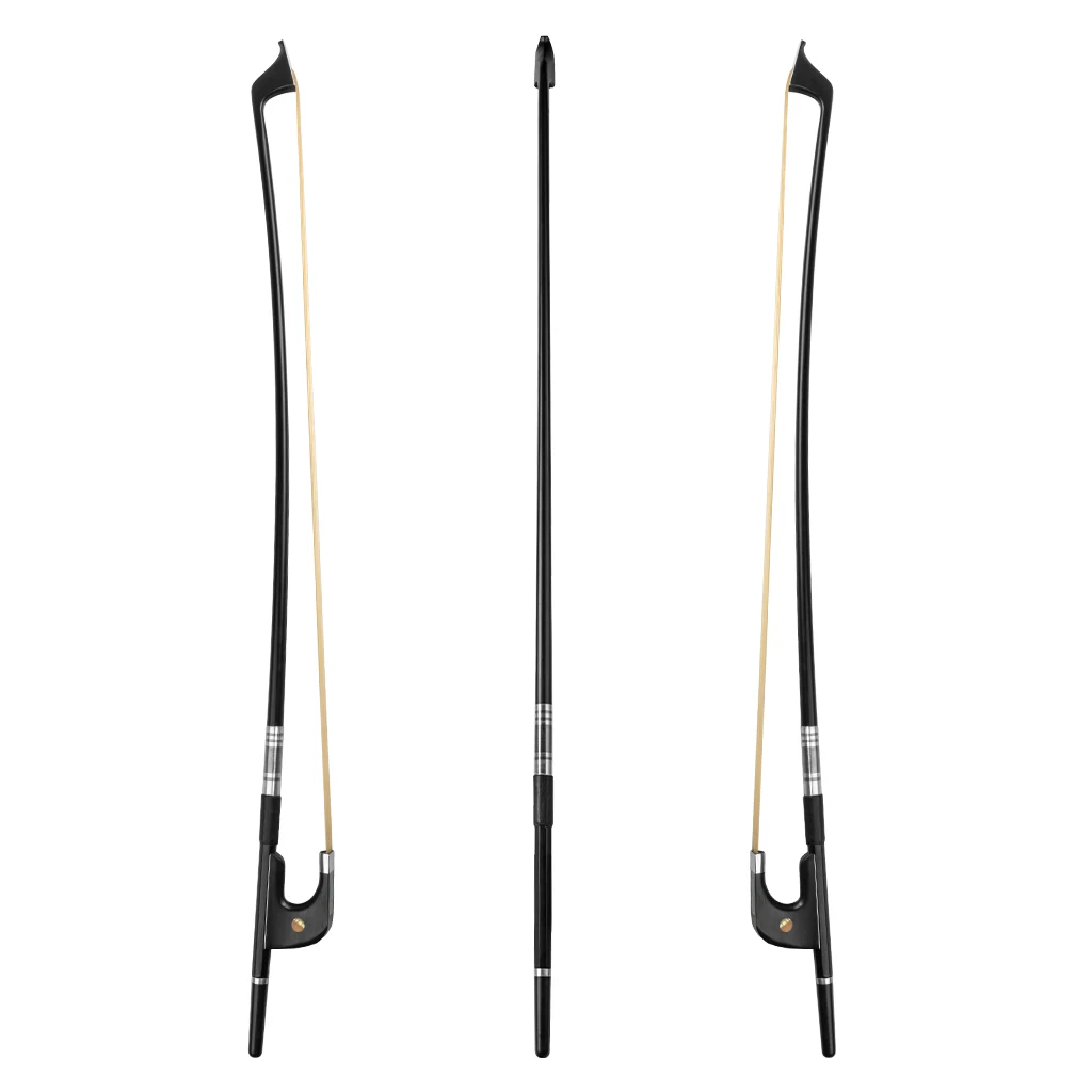 German Style 4/4 Upright Double Bass Bow Carbon Fiber Stick Genuine White Unbleached Quality AA Mongolian Horse Hair Ebony Frog enlarge