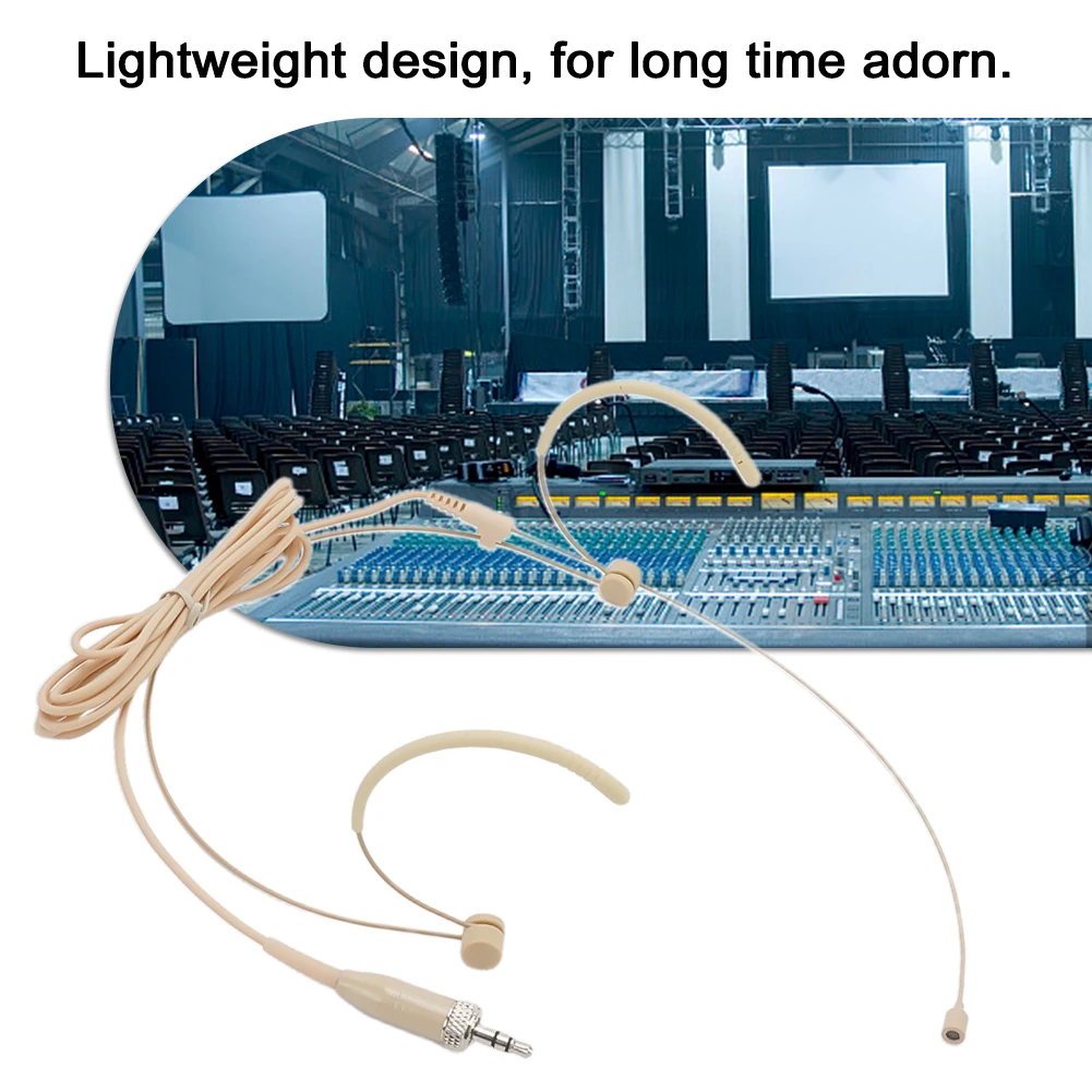 Double Earhook Headset Mic Headworn Microphone For Sennheiser Wireless Beige 1.2m Wire Locking Stereo Jack Microphone Accessory enlarge