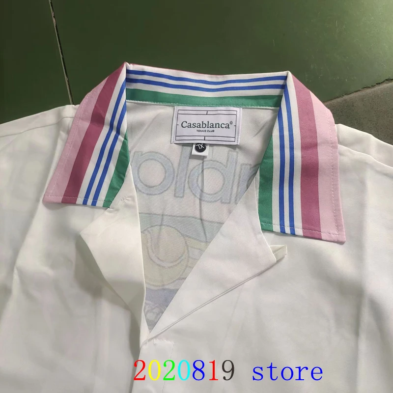 Real Photos Multi Color CASABLANCA Shirt Shorts Set Men Women Hip Hop Hawaii Beach Holiday Surf Short Suit