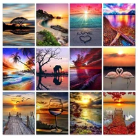 ruopoty landscape 5d diamond painting full new sunset cross stitch diamond embroidery rhinestone of picture home decor