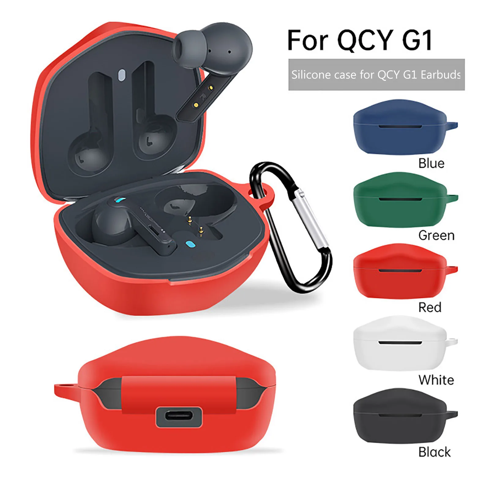 

New Silicone Earphone Case For QCY G1 Wireless Earphone Accessories For QCY G1 Non-slip Waterproof Protective Case With Hook