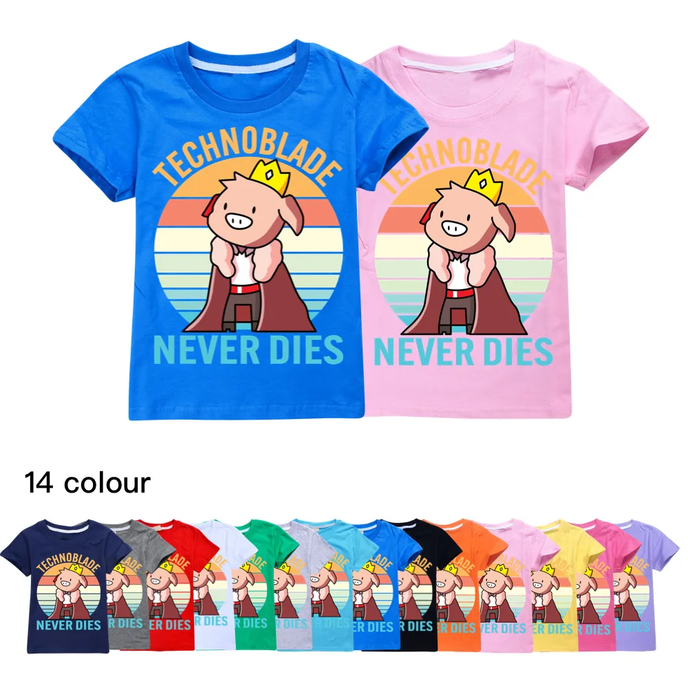 Technoblade-ropa de verano para niños y niñas, camisetas de algodón de manga corta, Tops de media manga, 8, 12