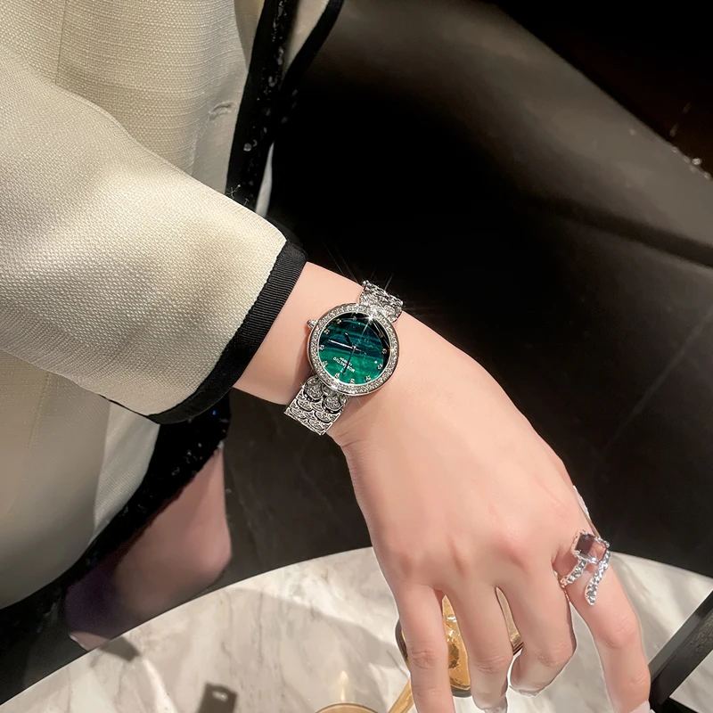 Fashion Starry Sky Diamond Malachite Green Watch Casual Luxury Women Bracelet Wristwatches for Women Watches Clock Free Shipping enlarge