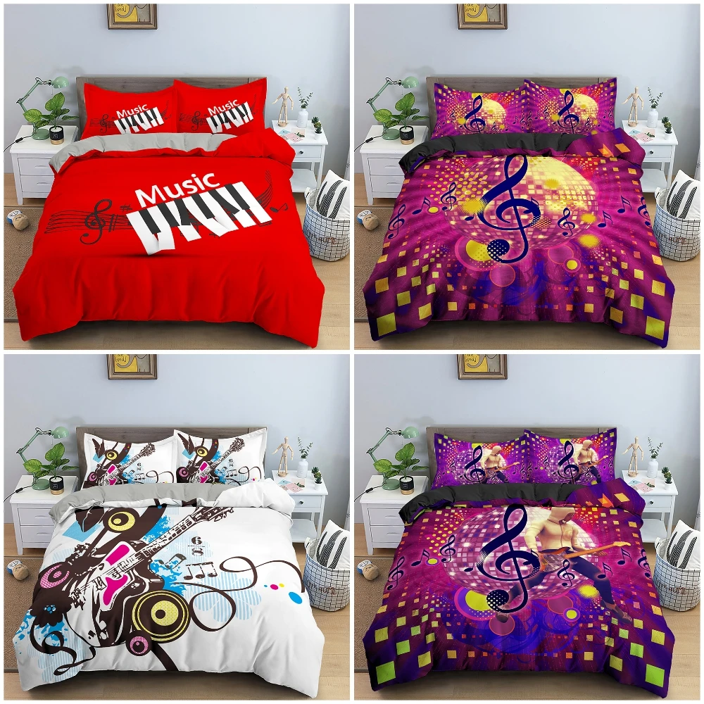 

Music Notes Bedding Set 3D Duvet Cover For Bedroom Comfortable Quilt Covers 2/3Pcs Bedclothes Queen King Size
