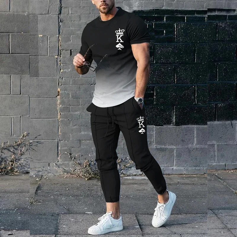 Ensemble T-shirt et pantalon Long pour hommes  survêtement 2 pièces imprimé en 3D  vêtements de