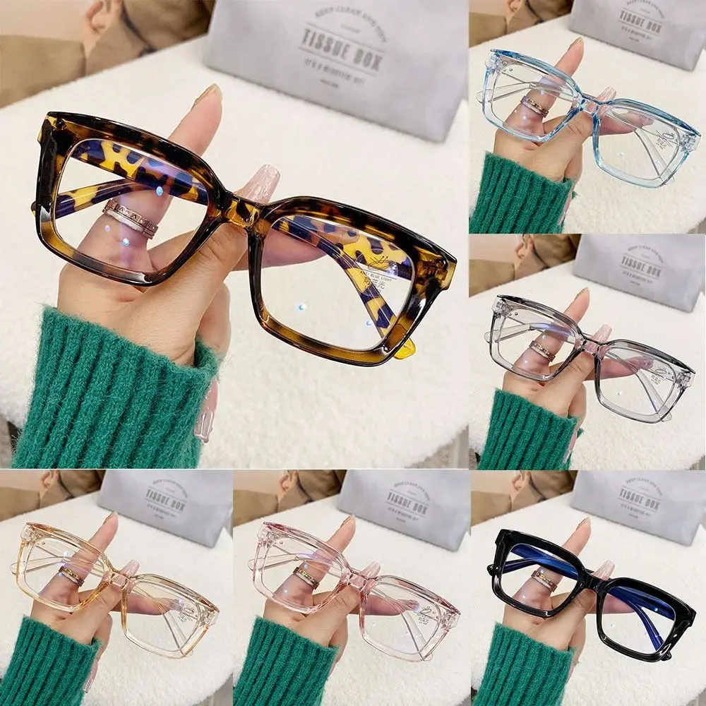 Ins Oversized Square Glasses Flat Light Large Frame Myopia Anti Blue Transparent Eyeglasses