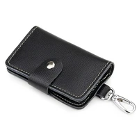 good workmanship small multi function snap clip top layer cow leather waist card holder unisex simple fashion cowhide key bag