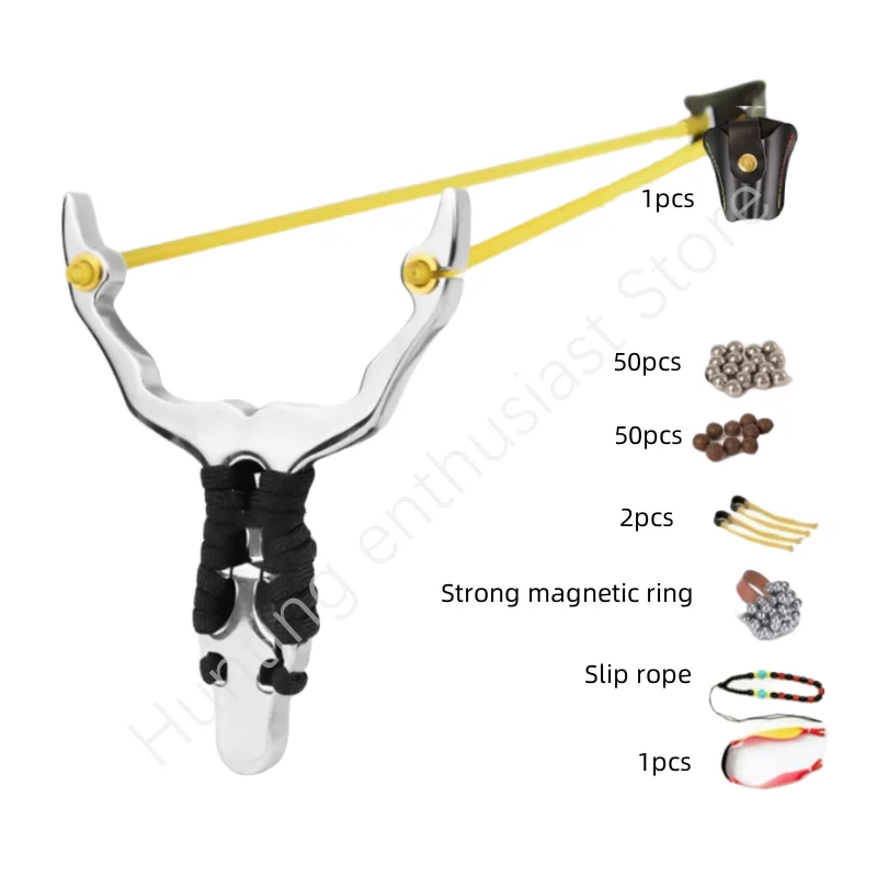 

New Outdoor 304 Stainless steel Positioning Single-card Catapult flat Leather Rubber Band Outdoor Sports boy toy