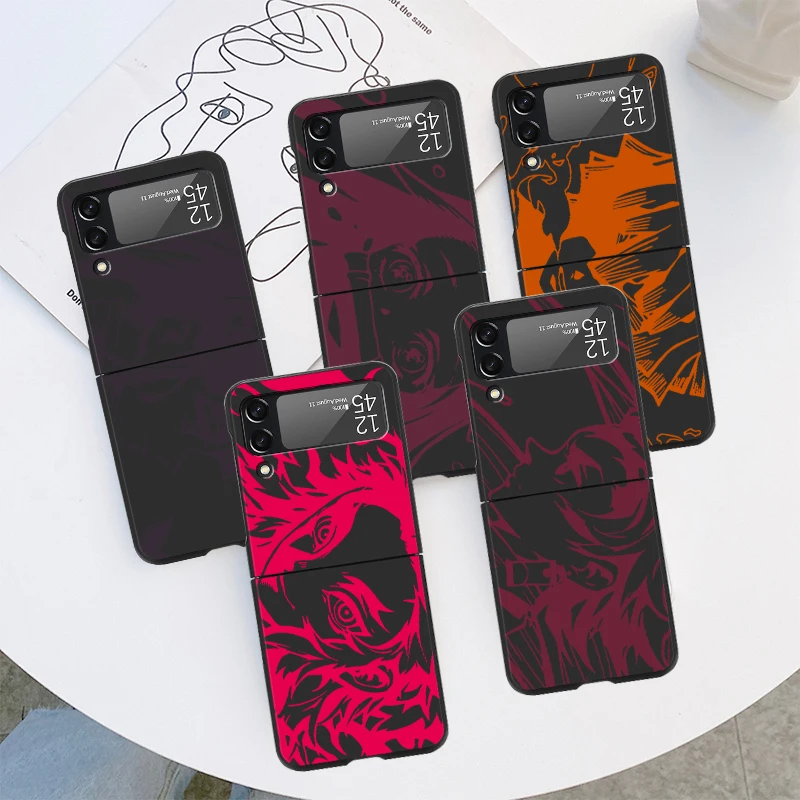 

Чехол для сотового телефона Samsung Galaxy Z Flip4 Flip3, телефонные чехлы с откидной крышкой, 3, 4 дюйма, Черный твердый поликарбонатный чехол Zflip3, ZFlip4, чехол для рассеивателя демонов