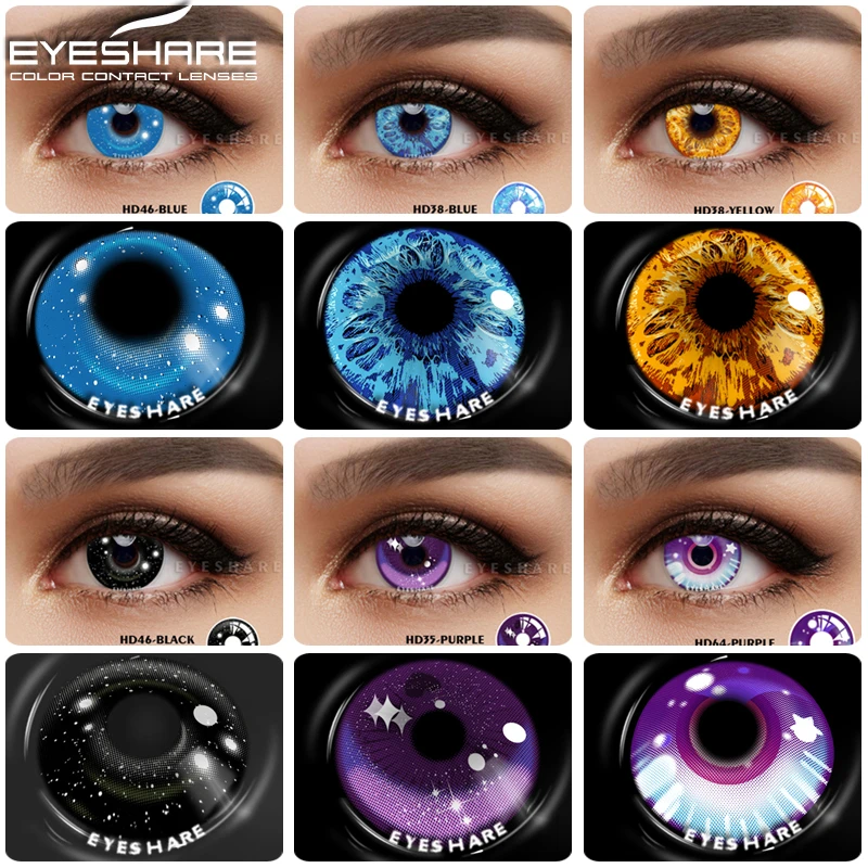 

Цветные контактные линзы EYESHARE для косплея, 2 шт., голубые аниме, для макияжа, для Хэллоуина, цветные линзы ed, ежегодная красота, контактные линзы для глаз