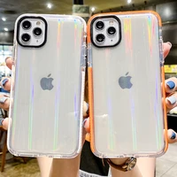 luxury transparent laser aurora phone casefor iphone 13 12 11 pro max x xr xs shockproof silicone cover for iphone 7 8 plus