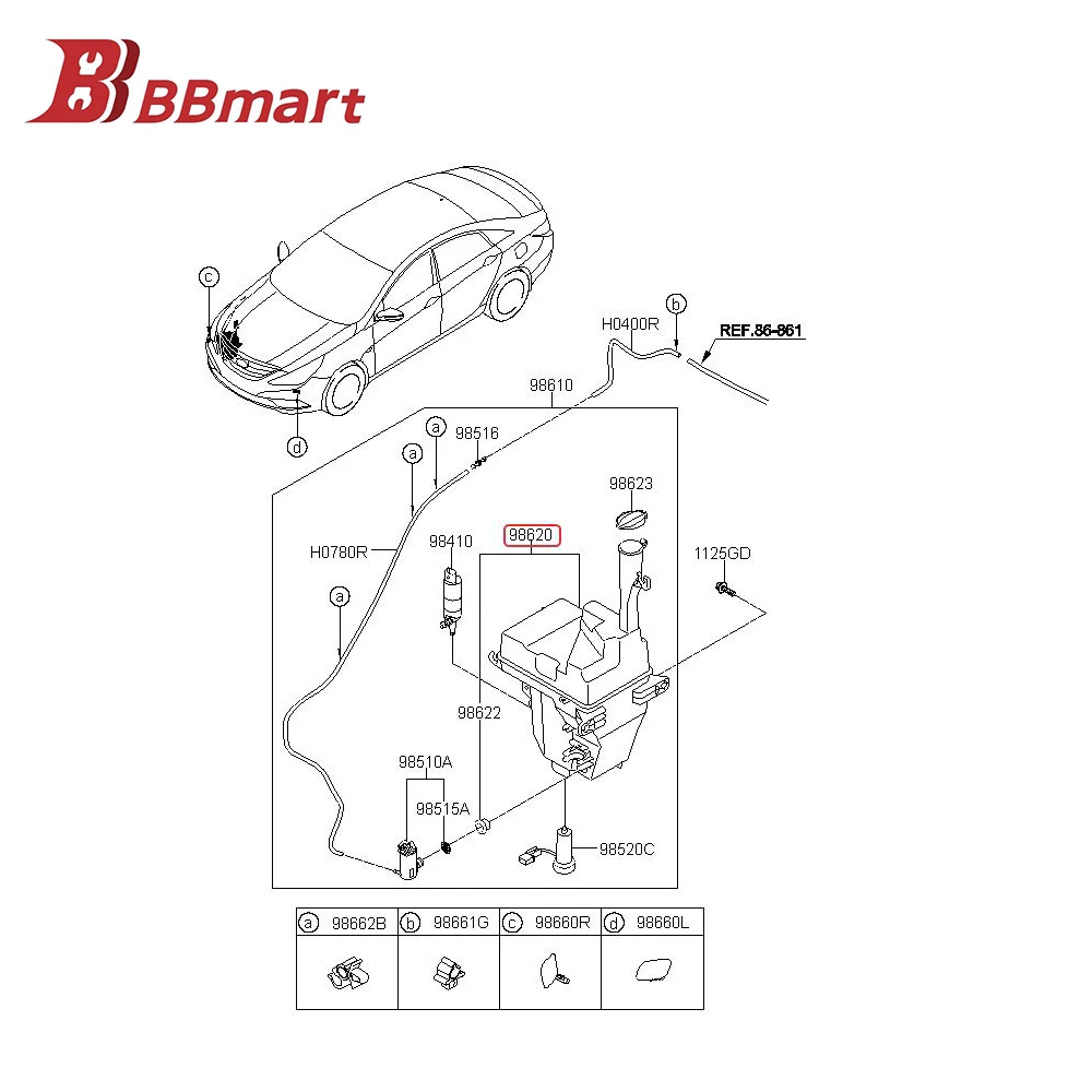 Автозапчасти 98620-4Q000 BBmart, 1 шт., автомобильный бак стеклоочистителя лучшего качества для Hyundai SONATA 11, автомобильные аксессуары