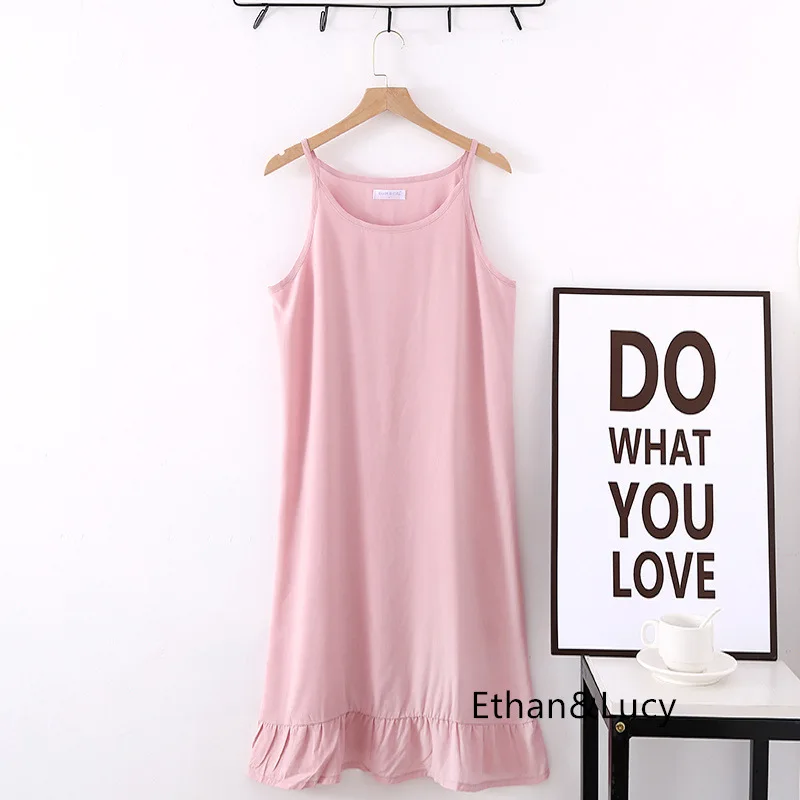 New Summer Ladies Lace Suspender Dress Sleeveless Solid Viscose Sexy Nightwear Spaghetti Strap Sleepwear Women Thin Sleep Tops