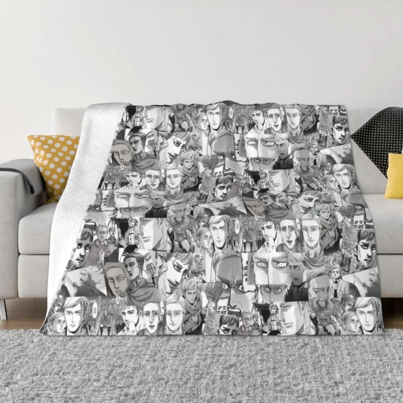 

Attack On Titan Erwin Smith Manga Panels Blankets Fleece Summer Portable Warm Throw Blanket for Bedding Couch Quilt