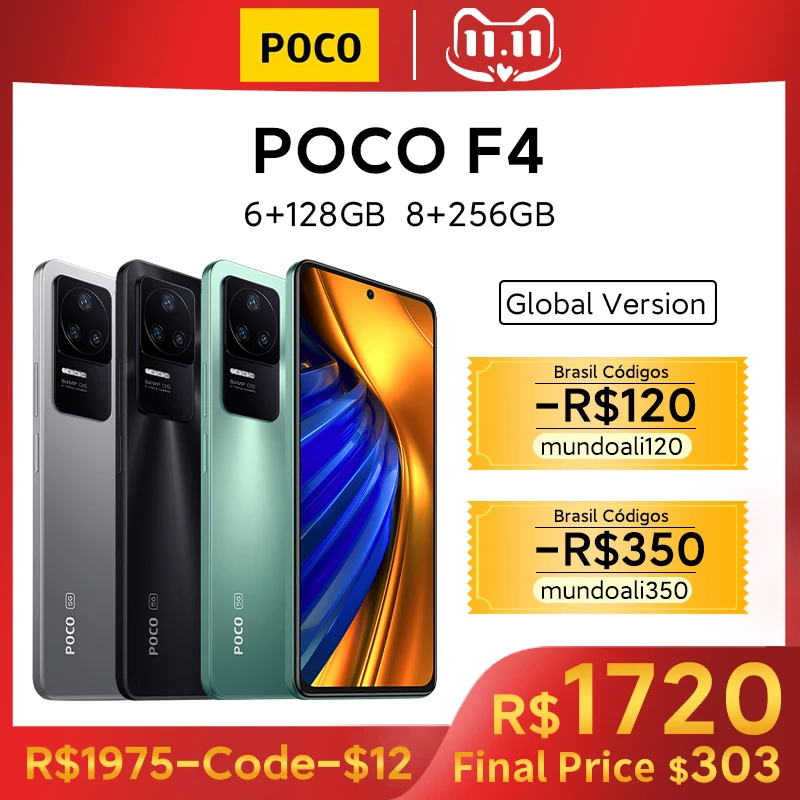 

POCO F4 5G 6GB 128GB/8GB 256GB Global Version Smartphone Octa Core 67W 120Hz Charging Power 64MP Triple Camera NFC