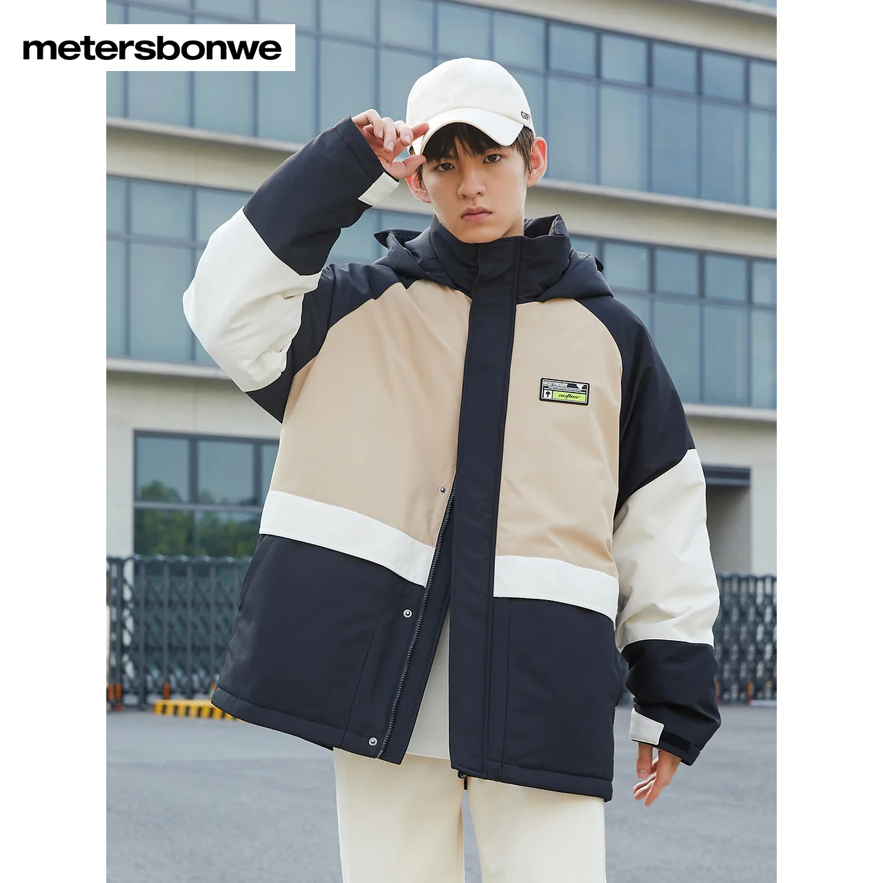 Metersbonwe Camouflage Color Cargo Down Wear For Man Loose 80%Gray Duck Down Stand Collar Hooded Warm Wear Winter Down Coat