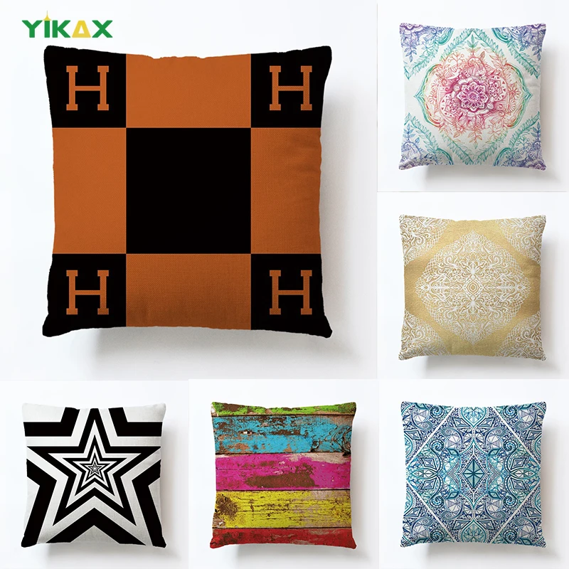 

Orange Geometric Letter H Pillowcase Throw Pillow Covers Decorative for Sofa Bed Wedding Outside Cushion Hugs Cases Home Decor