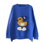Женский вязаный свитер с мультяшным рисунком, весенне-осенний пуловер свободного покроя с узором в виде утки, Модный повседневный джемпер, новинка 2022
