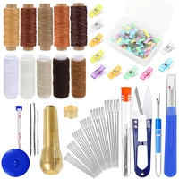 kaobuy sewing kit leather sewing thread with large eye stitching needles tailor scossor positioning pin for sewing needlework