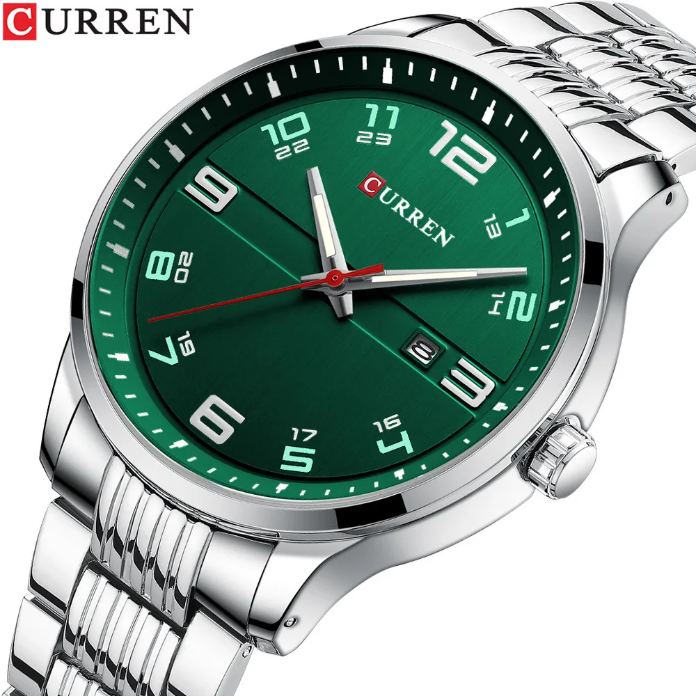 

CURREN Business Men Luxury Watches Stainless Steel Quartz Wrsitwatches Male Auto Date Clock with Luminous Hands