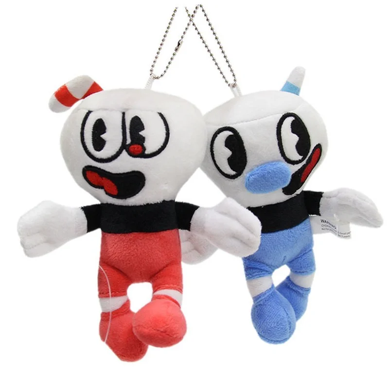 

10 pcs/lot Cuphead Plush Keychains Toys 16cm Cuphead Game Mugman Figure Doll Bag Pendant Toys For Kids Children Gifts