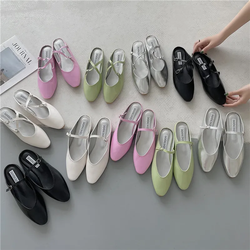 

Single Shoes Women's Spring Niche Design Sense Shallow Mouth Round Head Retro Almond Head Cross Strap Flat Mary Jane Shoes