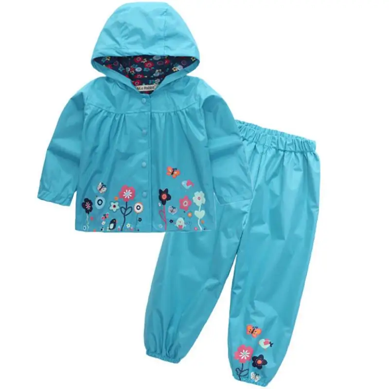 

Детский комплект одежды, демисезонный комплект одежды для девочек, дождевик, спортивный костюм с цветами, водонепроницаемая куртка для дев...