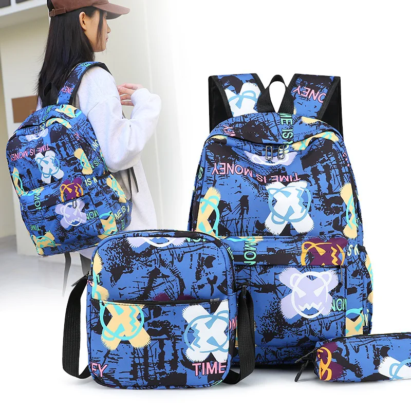 

2023 New School Bag Cartoon Backpack Three-piece Set Children School Bag Bookbag Travel Bags Christmas Gifts For Kids