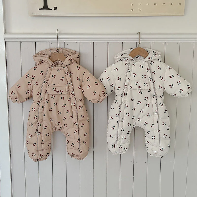 

Одежда для маленьких девочек; Зимний утепленный Пуховый комбинезон для малышей; Детский комбинезон с капюшоном; Бархатный комплект одежды ...