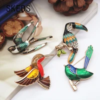 skeds fashion painting enamel bird crystal brooch badges for women rhinestone animal exquisite corsage clothing brooches pins