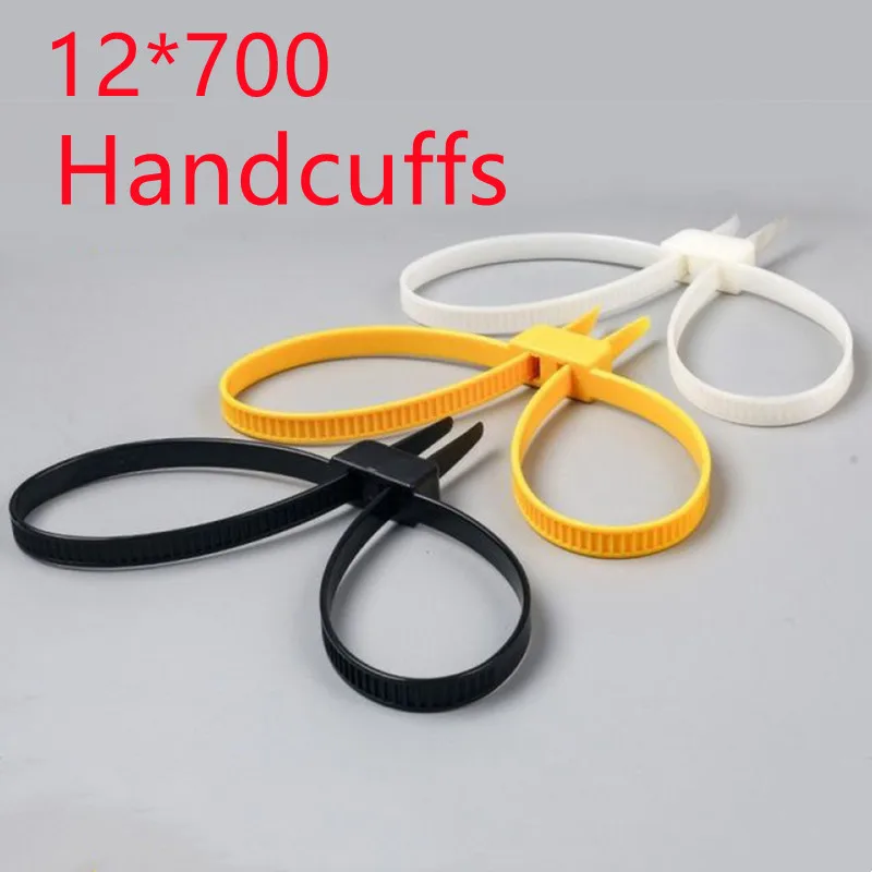 1Pcs/Lot 12mmx700mm 12x700 12*700 Plastic Police Handcuffs Double Flex Cuff Disposable Handcuffs Zip Tie Nylon Cable Ties