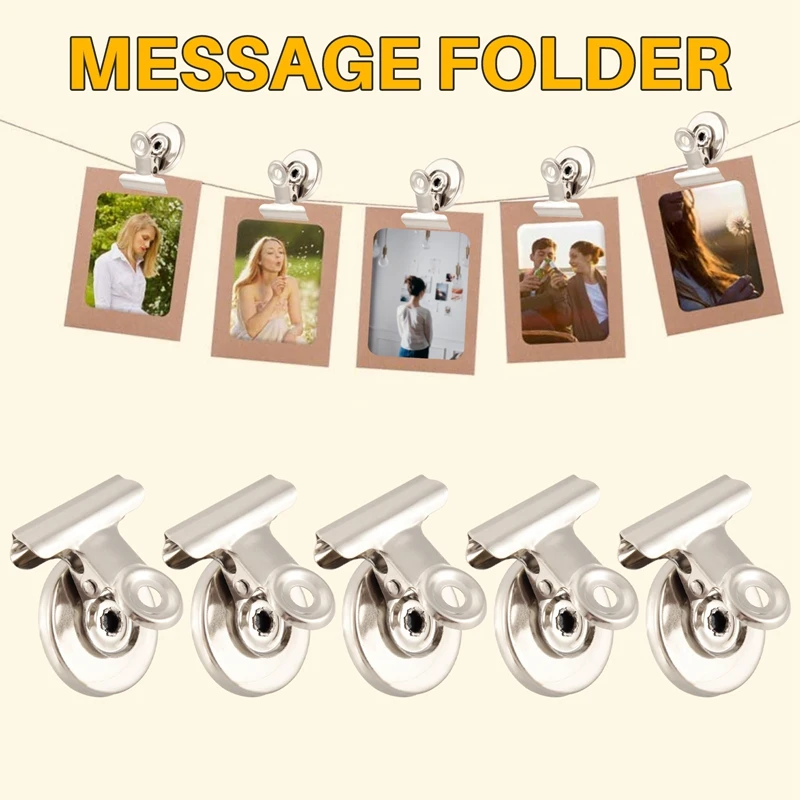 5Pcs Fridge Magnet Clips Message Note Holder Grip Magnetic Home Office Metal