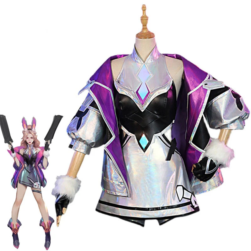 

New LOL Battle Bunny Miss Fortune Cosplay Costume Game LOL Cosplay Costume Sexy Women Dress Stocking Full Set New Skin