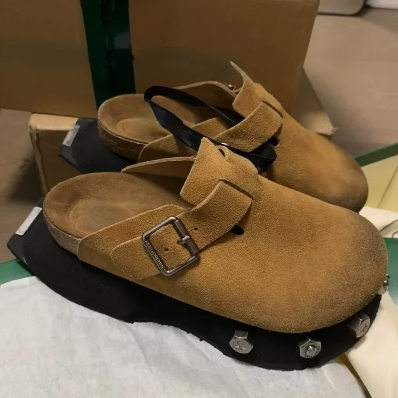 Женские кожаные бостонские дизайнерские туфли на толстой подошве с шипами ивы