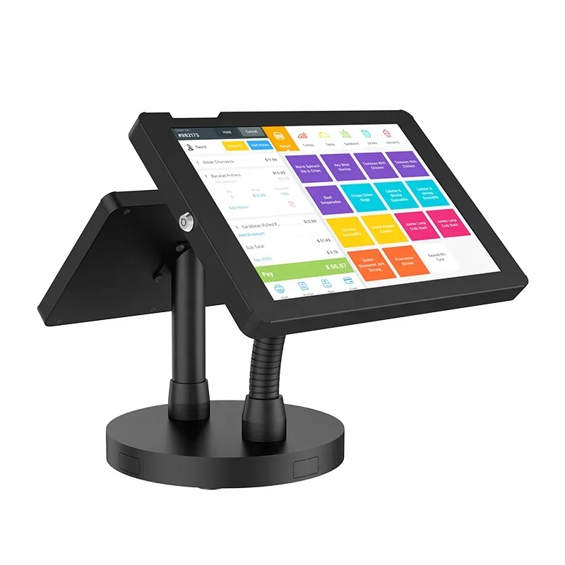 Фото Запираемая подставка для двойного планшета POS-счетчика, настольное крепление для безопасности, подставка для киоска с двумя планшетами для iPad 10,9 дюймов, 11 дюймов №1