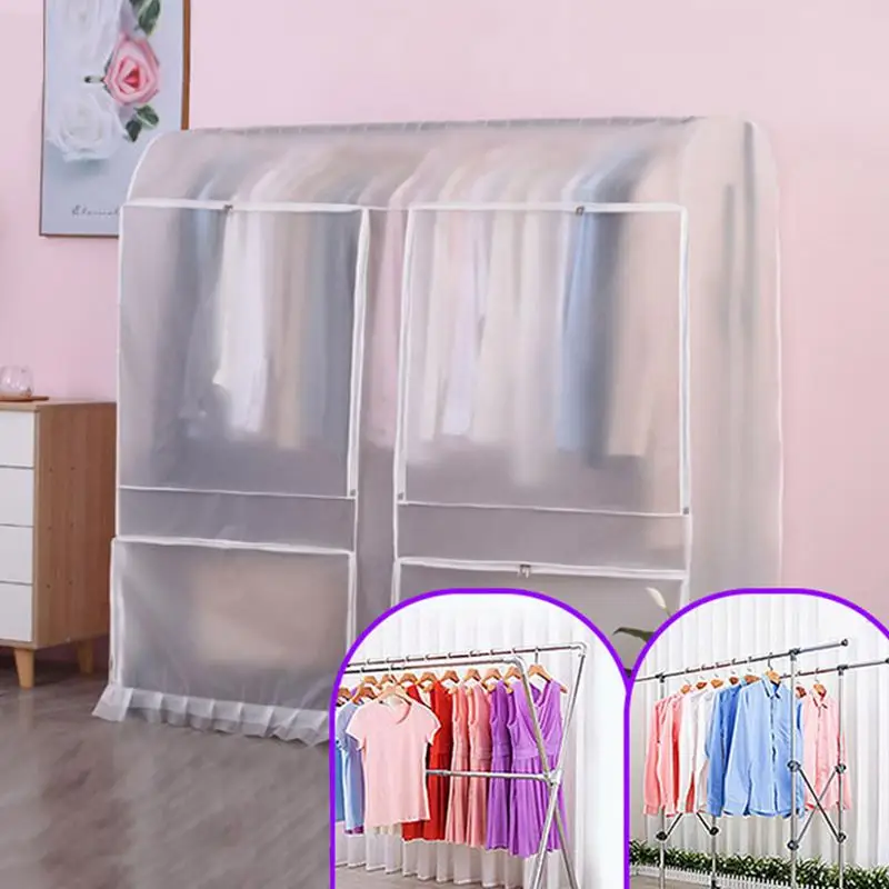 Dustproof Clothes Rack Cover Waterproof Dustproof Clear Fully Enclosed Cover Breathable Clothing Protector Wardrobe Storage Bag