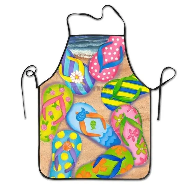 

Bib Apron Kitchen Apron Funny Flip Flops Waterproof for Cooking Chef Baker Servers BBQ Craft Men Or Women