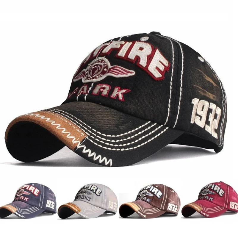 

Washed Denim Baseball Cap Tide Brand Embroidered Letter Ladies Peaked Cap Outdoor Sports Street Fashion Retro Men's Baseball Cap