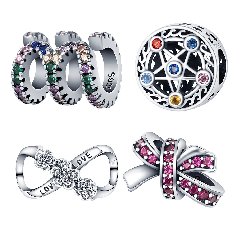 

925 Silver Personality Symbol Diamond String Beaded DIY Bracelet Necklace Fit for Pandora Original Woman Birthday Party Gifts