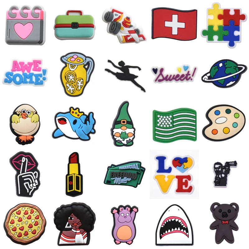 

Women Charm Packs Shoes Accessories Para Pins Set Jeans Decorations for Crocs Shoe Charms Kids Wholesale Bulk Boy Girl Men Gifts