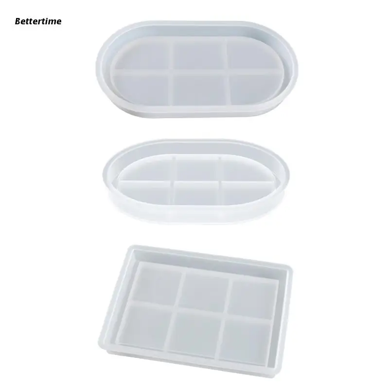 

B36D Agate Tray Molds for Resin Casting Sturdy Silicone Tray Mold Oval Rectangular