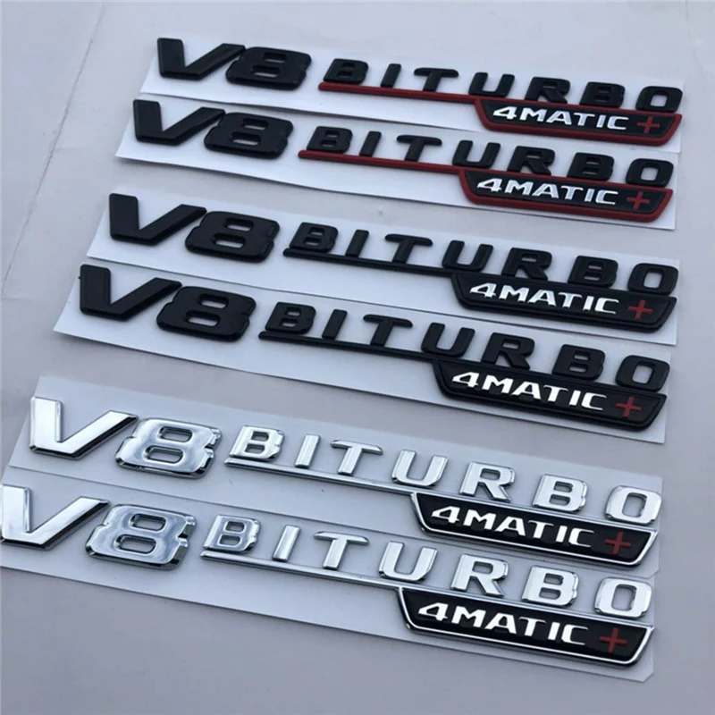 

2 шт. 3D ABS V8 BITURBO 4matic Автомобильная эмблема, наклейка на крыло для Mercedes Benz AMG W117 CLA45 W205 C63 W212 E63 W207 W176 A45 GLA45
