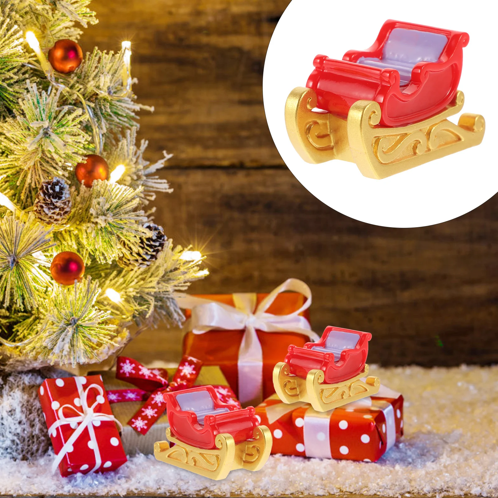 

Mini Miniature Sledge Carriage Sleigh Ornament Resin Crafting DIY Table Centerpiece Xmas Gift Pendant Christmas Decoration