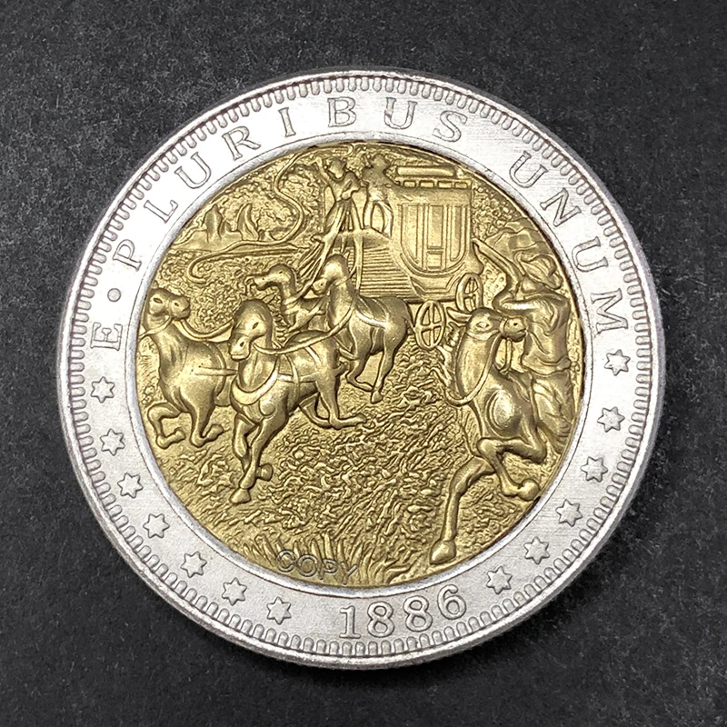 

US 1886 винтажный герой, двухцветная монета, Золотая, серебряная, ковбойская памятная медаль, копия 1 товары за доллар, коллекционное украшение