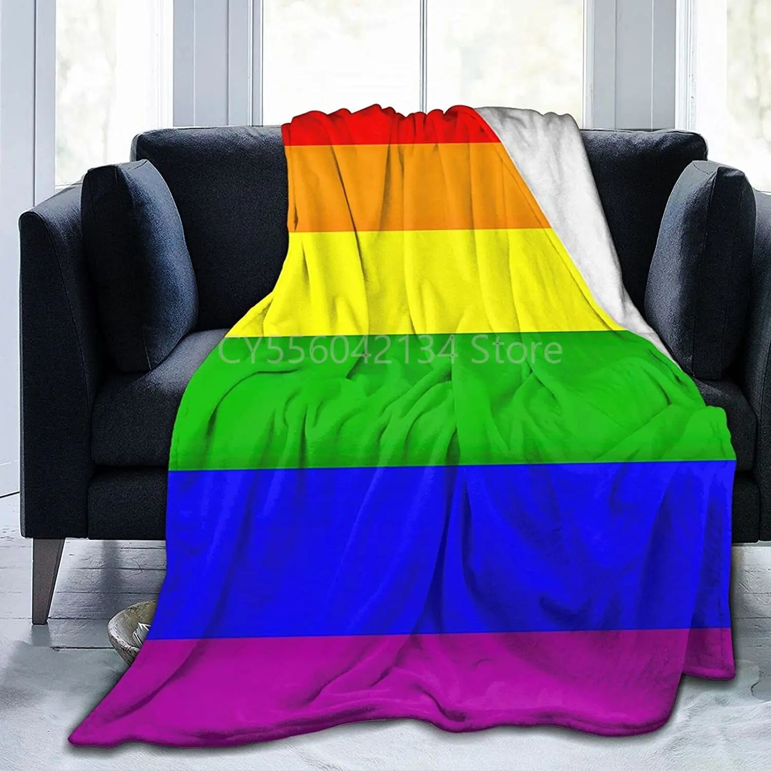 

Rainbow Flag Pride Lesbian Support Band Blankets Ultra-Soft Micro Fleece Blankets Warm Cozy Plush for Bed Sofa Living Room