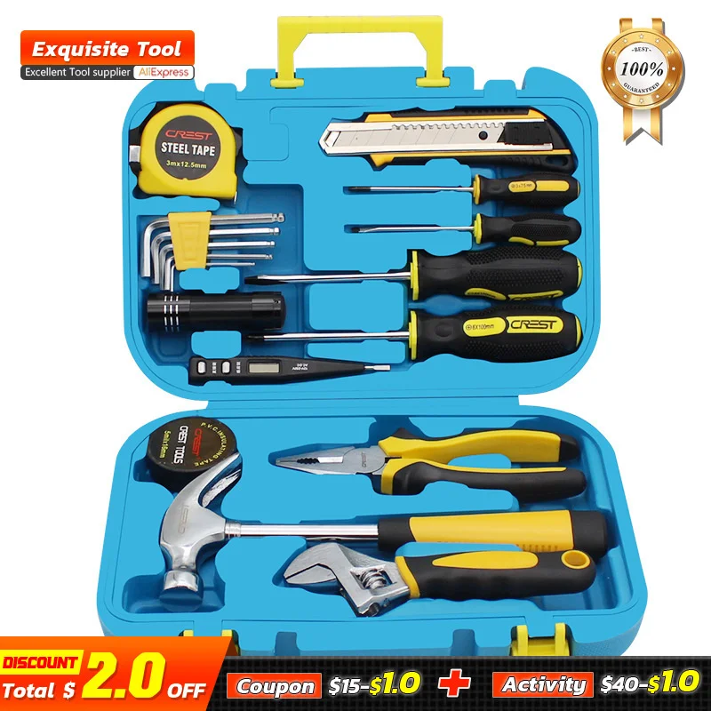 

18 шт./компл. набор многофункциональных ручных инструментов, высококачественный бытовой ящик для инструментов для дома, Проверка цепи, рабоч...
