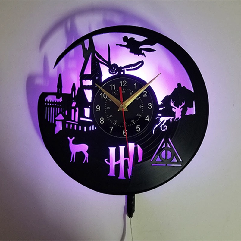 Настенные часы с виниловой пластиной в стиле Хогвартс экспресс виниловые
